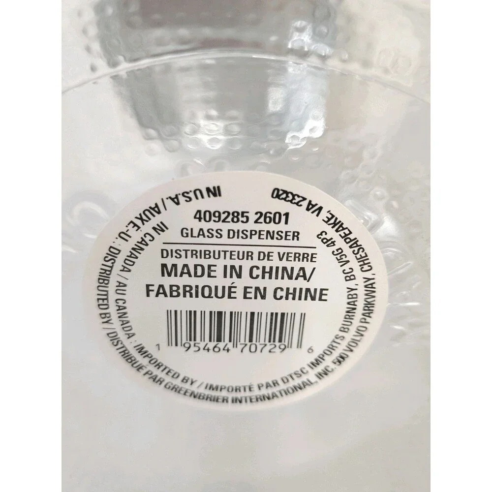 Glass Beverage Dispenser Jar Clear Round  Metal Lid Spigot 1 Gallon